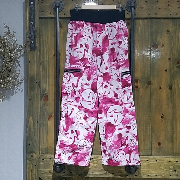 RETRO Y2K ZUMBA WEAR PINK WHITE MARBLE WORKOUT PANTS BARBIE PUNK CLUB GLOW - Picture 1 of 12